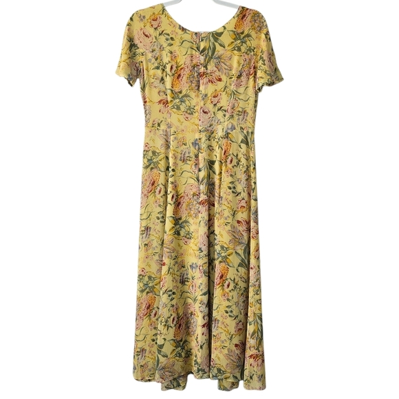 J. Peterman VTG 90's Silk Floral Yellow Fairy Whimsy Romantic Dress 4 - Picture 2 of 11